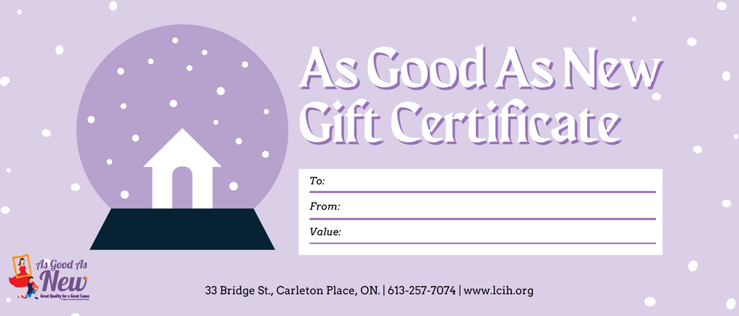 $20 As Good As New Gift Certificate